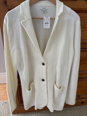 J. Crew Off-White Knit Blazer Jacket NWT Large